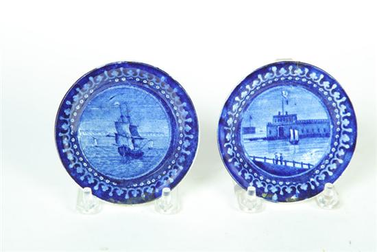 Appraisal: TWO HISTORICAL BLUE STAFFORDSHIRE CUP PLATES England nd quarter- th