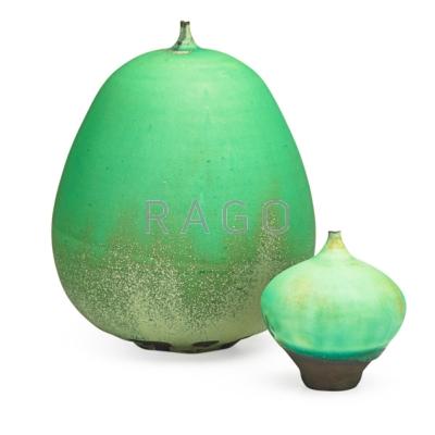 Appraisal: ROSE AND ERNI CABAT Two Feelies apple green glaze Arizona