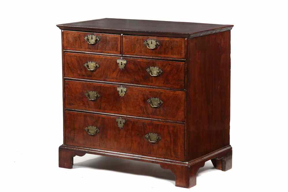 Appraisal: CHEST - th c Georgian Mahogany and Walnut Banded Chest