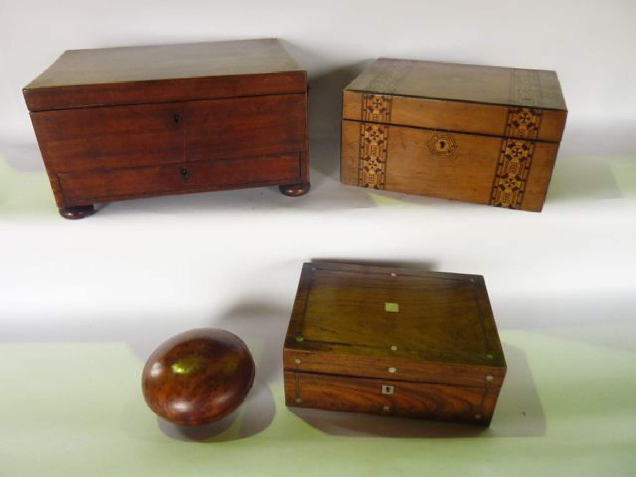 Appraisal: A th century mahogany veneered box of rectangular form with