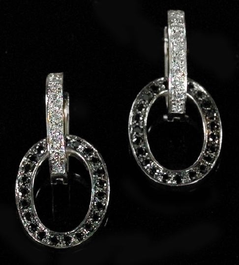 Appraisal: Pair of Fourteen-Karat White Gold and Two-Color Diamond Earrings each