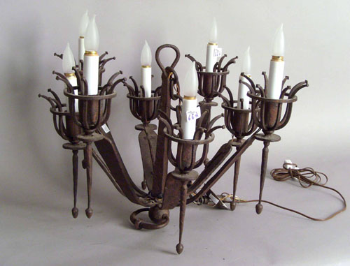 Appraisal: Wrought iron chandelier th c h w