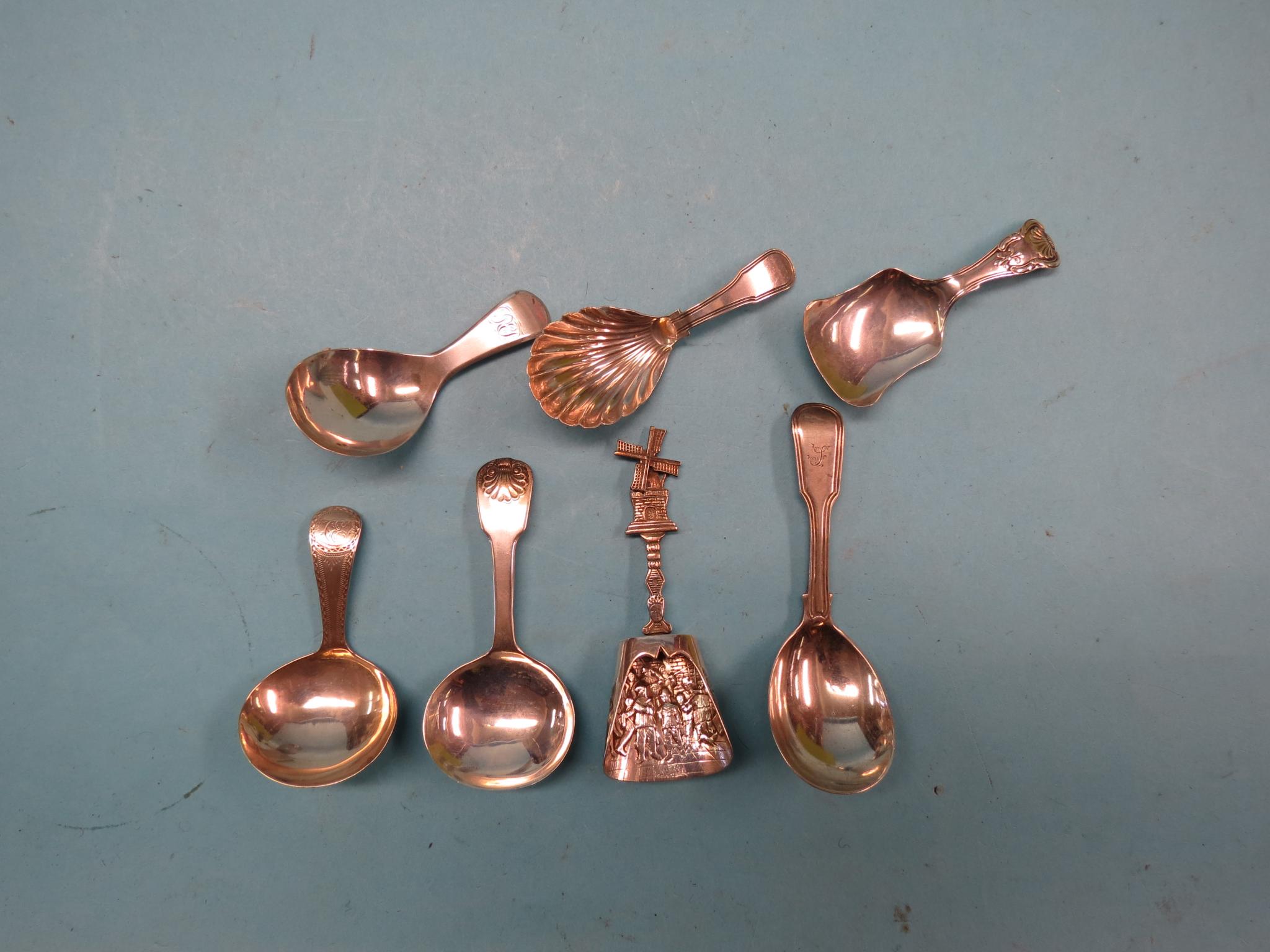 Appraisal: A group of six silver caddy spoons Georgian and later