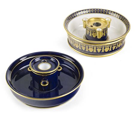 Appraisal: A th century Sevres dark blue and gilt decorated ink