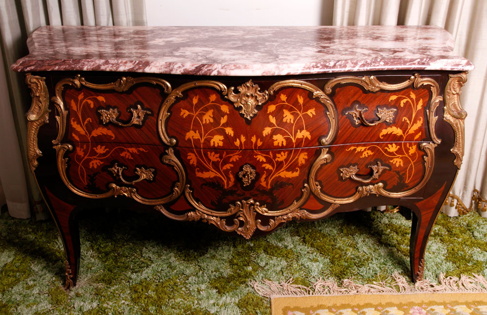 Appraisal: - Large Louis XV Style Marble Top Commode Louis VX