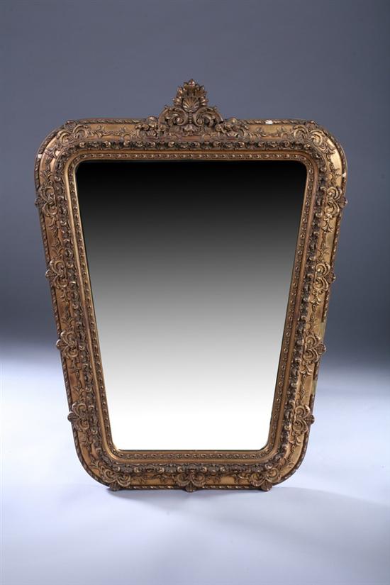 Appraisal: CONTINENTAL ROCOCO STYLE TRAPEZOIDAL GILT WOOD MIRROR late th-early th