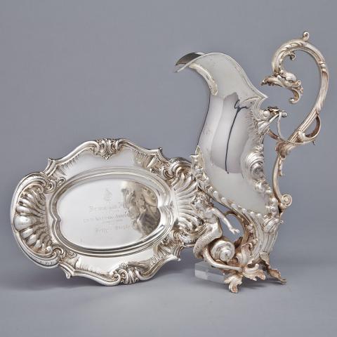 Appraisal: Italian Silver Ewer and Stand for Henry Birks c the