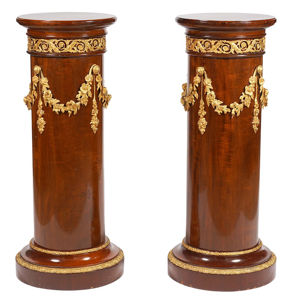 Appraisal: Pair of Late th Ct Continental Bronze Pedestals Pair of