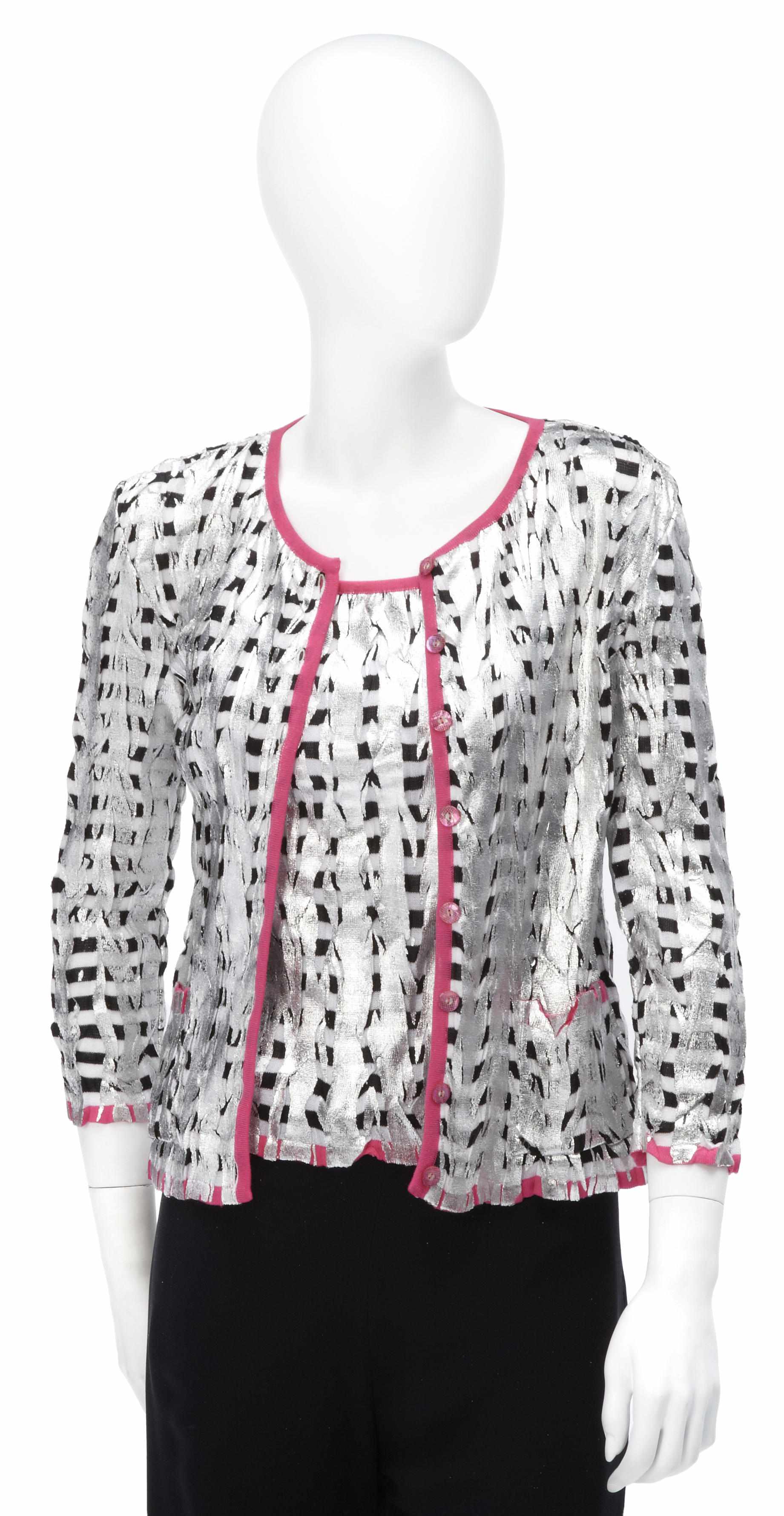 Appraisal: A Christian Lacroix black white and silver long sleeve cardigan