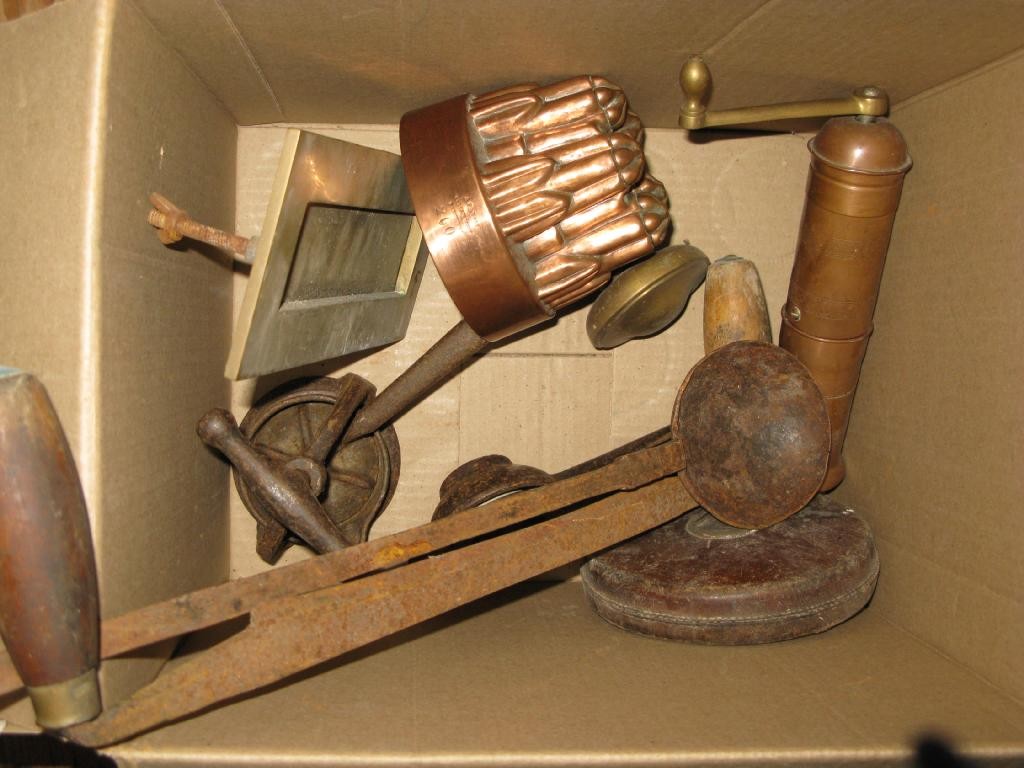 Appraisal: An early copper jelly mould signed A Leale assorted cutlery