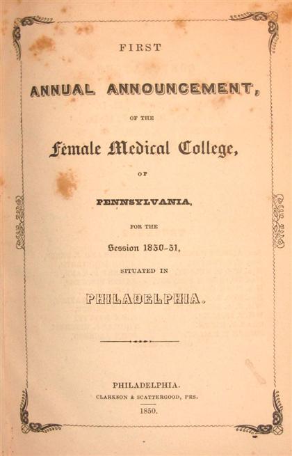 Appraisal: vol Female Medical College of Pennsylvania Bound collection of pamphlets