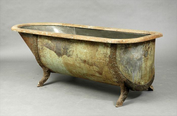 Appraisal: Victorian Cast-Iron and Tin-Plated Copper Bath Tub Together with a