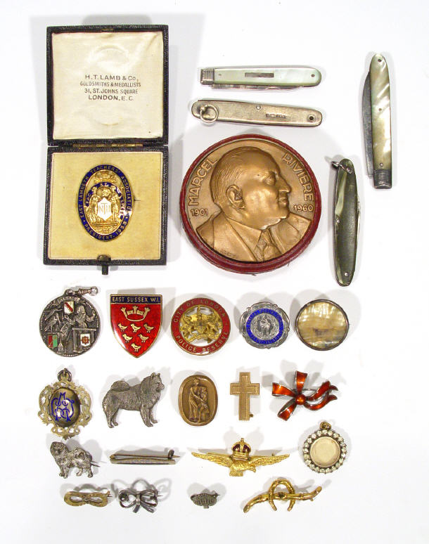 Appraisal: Small collection of badges enamel tokens a military brooch mother