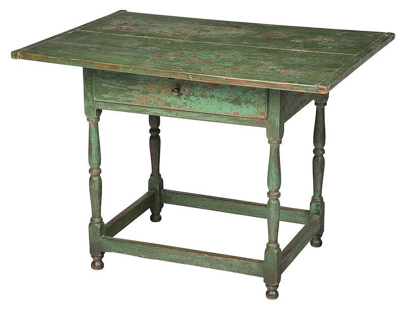 Appraisal: Early American Green Painted Tavern Table New England th century