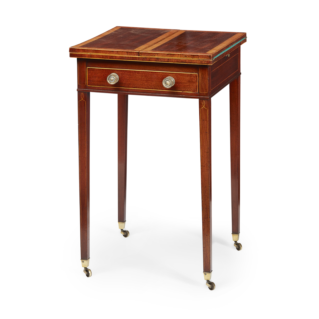 Appraisal: LATE GEORGE III MAHOGANY AND SATINWOOD 'PATIENCE' TABLE LATE TH