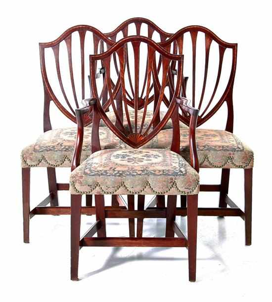 Appraisal: Set of four Federal shieldback dining chairs probably Boston Massachusetts