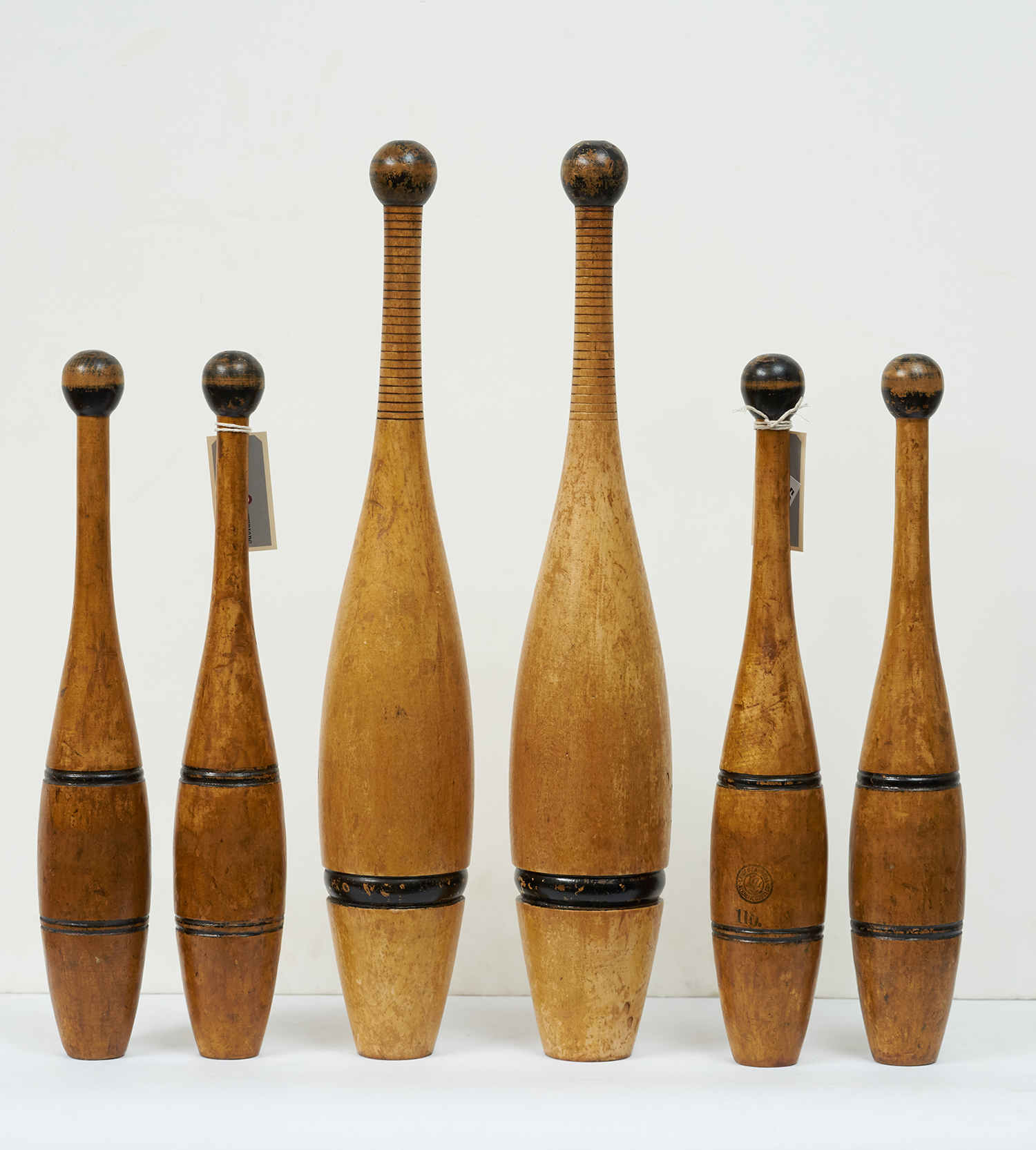 Appraisal: SIX s 'LOWE CAMPBELL' AMERICAN INDIAN CLUBS Hand painted varying