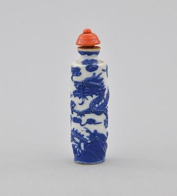 Appraisal: A Rare Imitation Glass Porcelain Snuff Bottle Cylindrical form molded