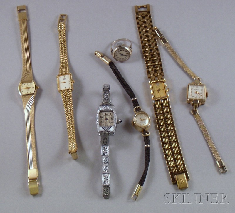 Appraisal: Seven Assorted Lady's Wristwatches one kt gold -jewel Lady Elgin