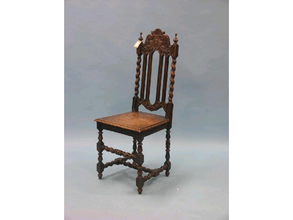 Appraisal: A late Victorian oak dining chair carved in Flemish style