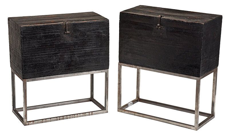 Appraisal: Near Pair of Early Japanese Storage Boxes th th century