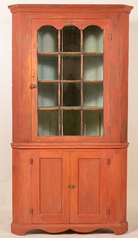 Appraisal: Berks County PA Softwood Corner Cupboard Berks County PA Softwood