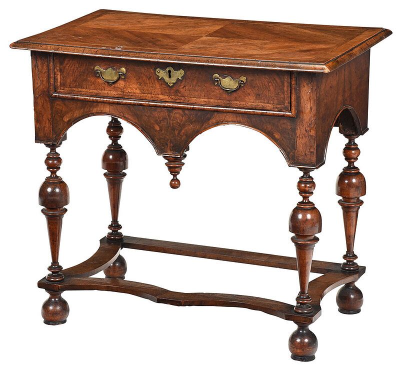 Appraisal: William and Mary Figured Walnut Dressing Table British early th