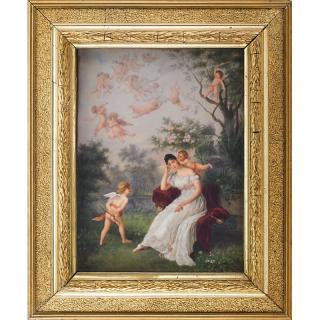 Appraisal: KPM PORCELAIN PLAQUE Depicting a maiden surrounded by cherubs Germany