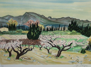 Appraisal: Yves Brayer French - - Mountain landscape lithograph printed in