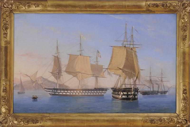 Appraisal: ATTRIBUED TO TOMMASO DE SIMONE SHIPS AT ANCHOR Oil on