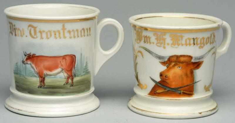 Appraisal: Lot of Shaving Mugs Includes one cow breeders shaving mug