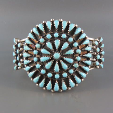 Appraisal: Zuni Indian Turquoise Bracelet pettipoint style medallion center