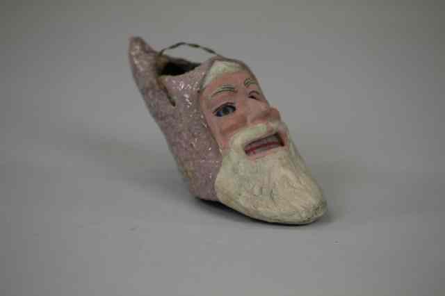 Appraisal: SANTA HEAD LANTERN Germany hand painted composition and plaster with