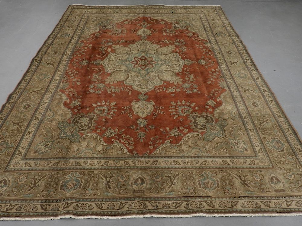 Appraisal: Semi Antique Persian Tabriz Oriental Carpet Rug Persia Semi Antique