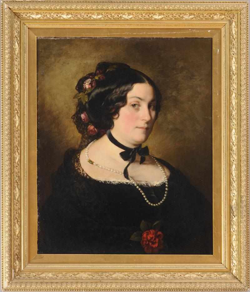 Appraisal: ATTRIBUTED TO FRANZ WINTERHALTER PORTRAIT OF A WOMAN WITH BLACK