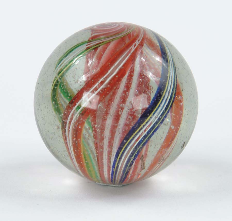 Appraisal: OUTSTANDING LARGE RIBBON SWIRL MARBLE Different color swirl ribbons one