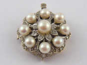 Appraisal: A carat white gold diamond and cultured pearl necklace clasp