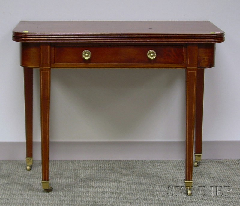 Appraisal: Regency Inlaid Mahogany and Mahogany Veneer Games Table with Drawer