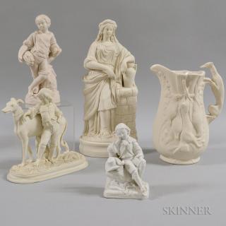 Appraisal: Five Parian Figures England th century including a figure of