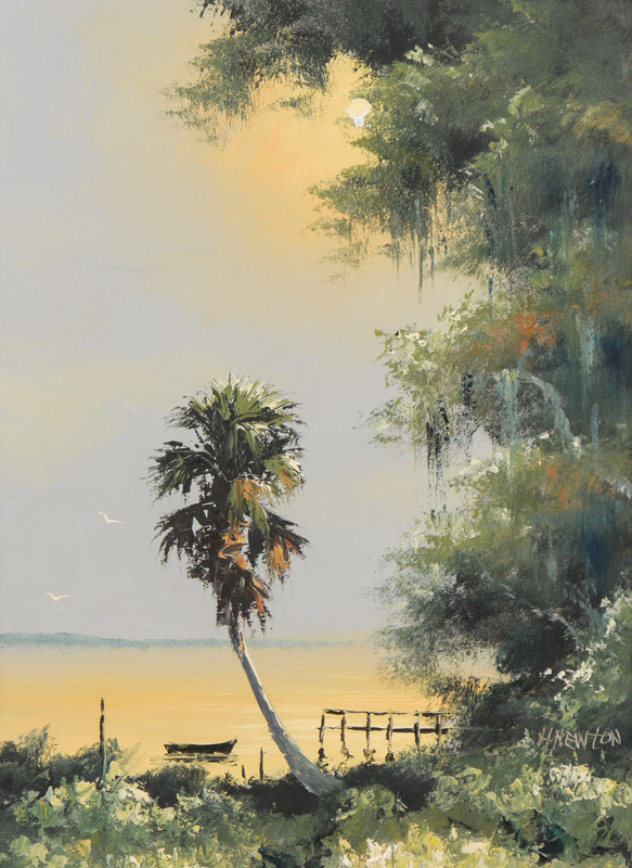 Appraisal: NEWTON Harold American th Century Florida Highwaymen Nocturnal Moonlight Indian