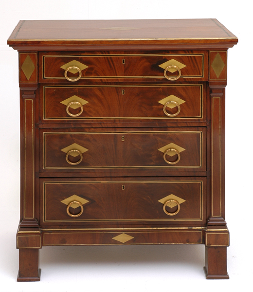 Appraisal: A TH CENTURY FLAME MAHOGANY CHEST OF DRAWERS The rectangular