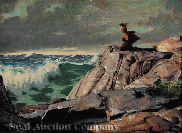 Appraisal: Emile-Albert Grupp American Massachusetts - Watching the Waves oil on