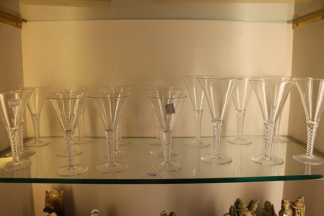 Appraisal: A COLLECTION OF EIGHTEEN MODERN WINE GLASSES with airtwist stems