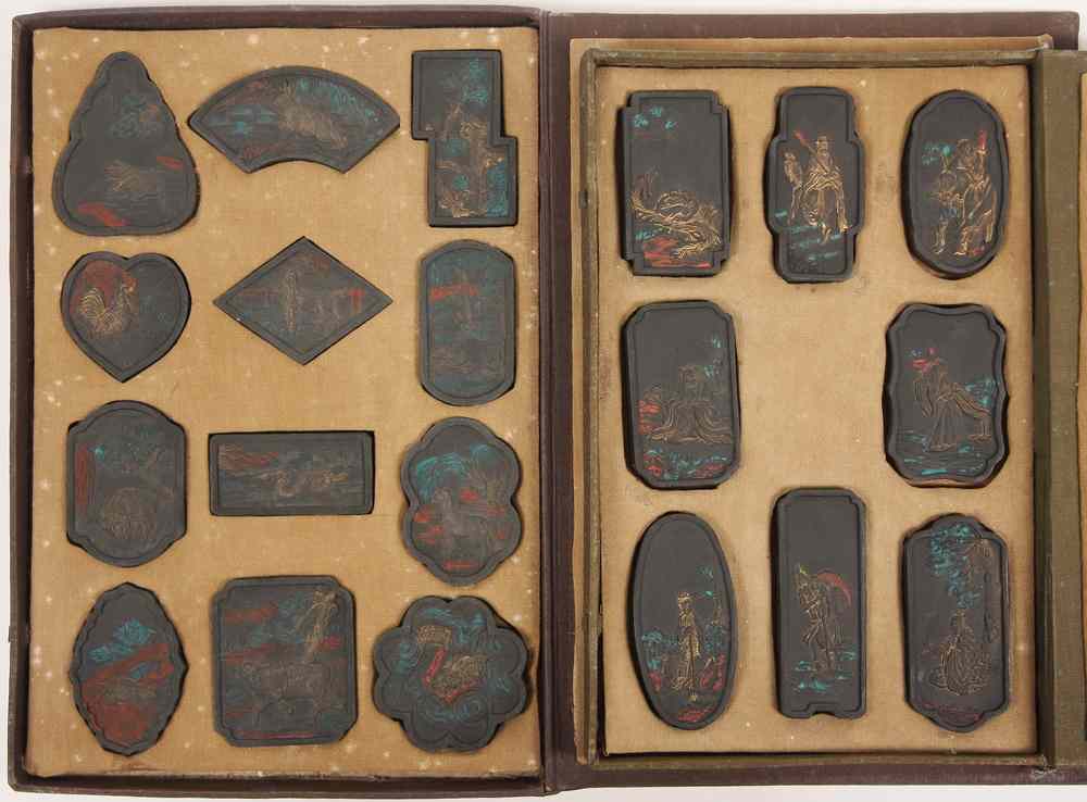 Appraisal: GROUPS CHINESE INK BLOCKS - Two Boxed Sets th c