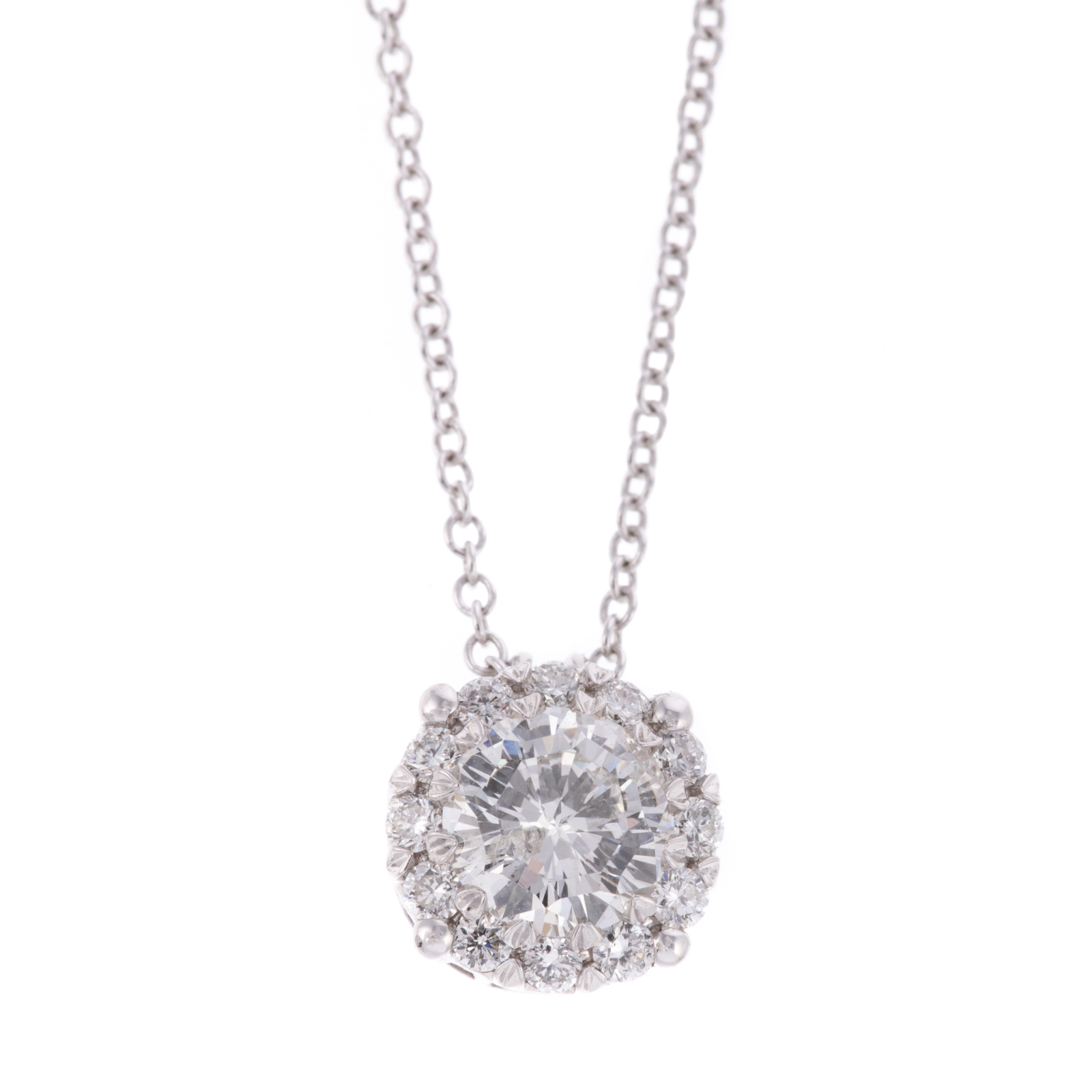 Appraisal: A CT DIAMOND HALO PENDANT AND CHAIN IN K K