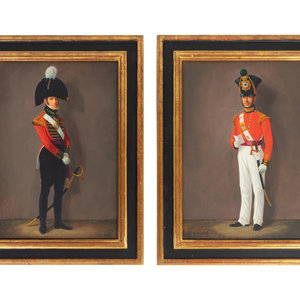 Appraisal: John Berry English - Officer Grenadiers Two Works oil on