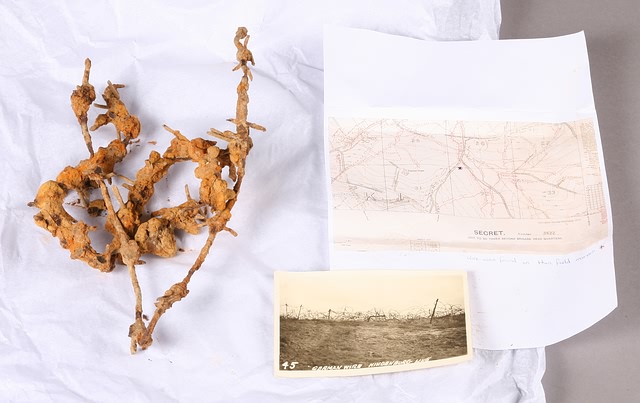 Appraisal: Strands of barbed wire and postcard barbed wire was excavated