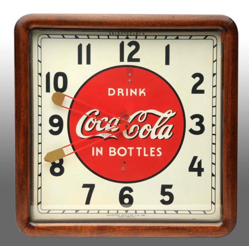 Appraisal: Coca-Cola Electric Clock by Selected Devices Description Circa Fairly clean