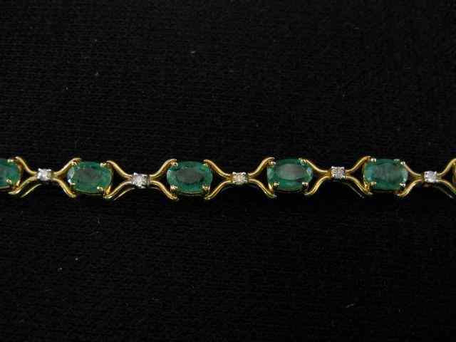 Appraisal: Emerald Diamond Bracelet oval gems weighting carats and diamonds weighing