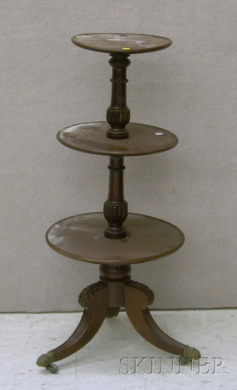 Appraisal: Classical-style Carved Mahogany Three-Tier Dumbwaiter